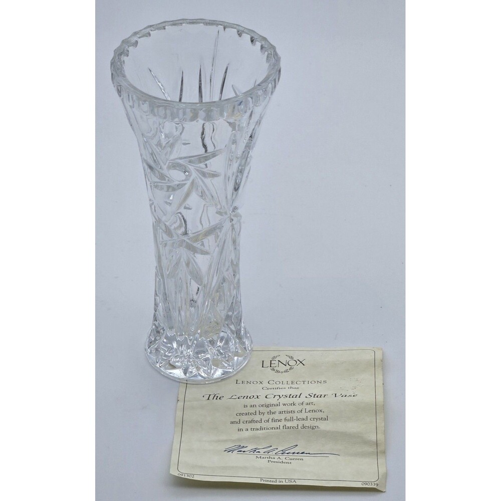 Lenox Fine Crystal 6in Bud Vase‎ Star Cut Pattern Small Flower Display Decor